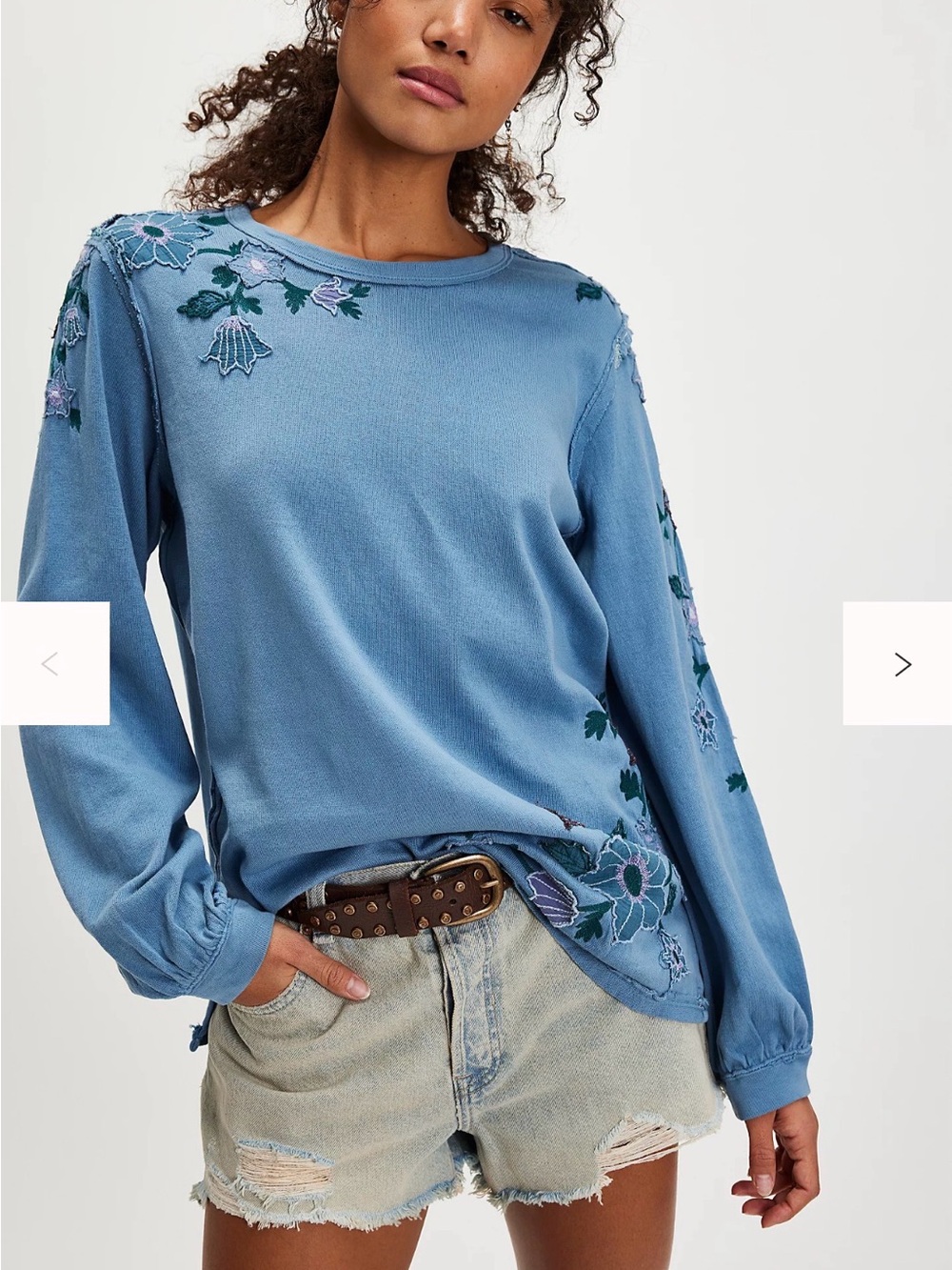 Free People Violet Vines Long Sleeve XS Color: Storm Combo NWT